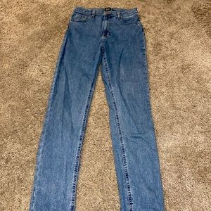 Urban outfitters. Blue, high waisted, straight-leg jeans.
